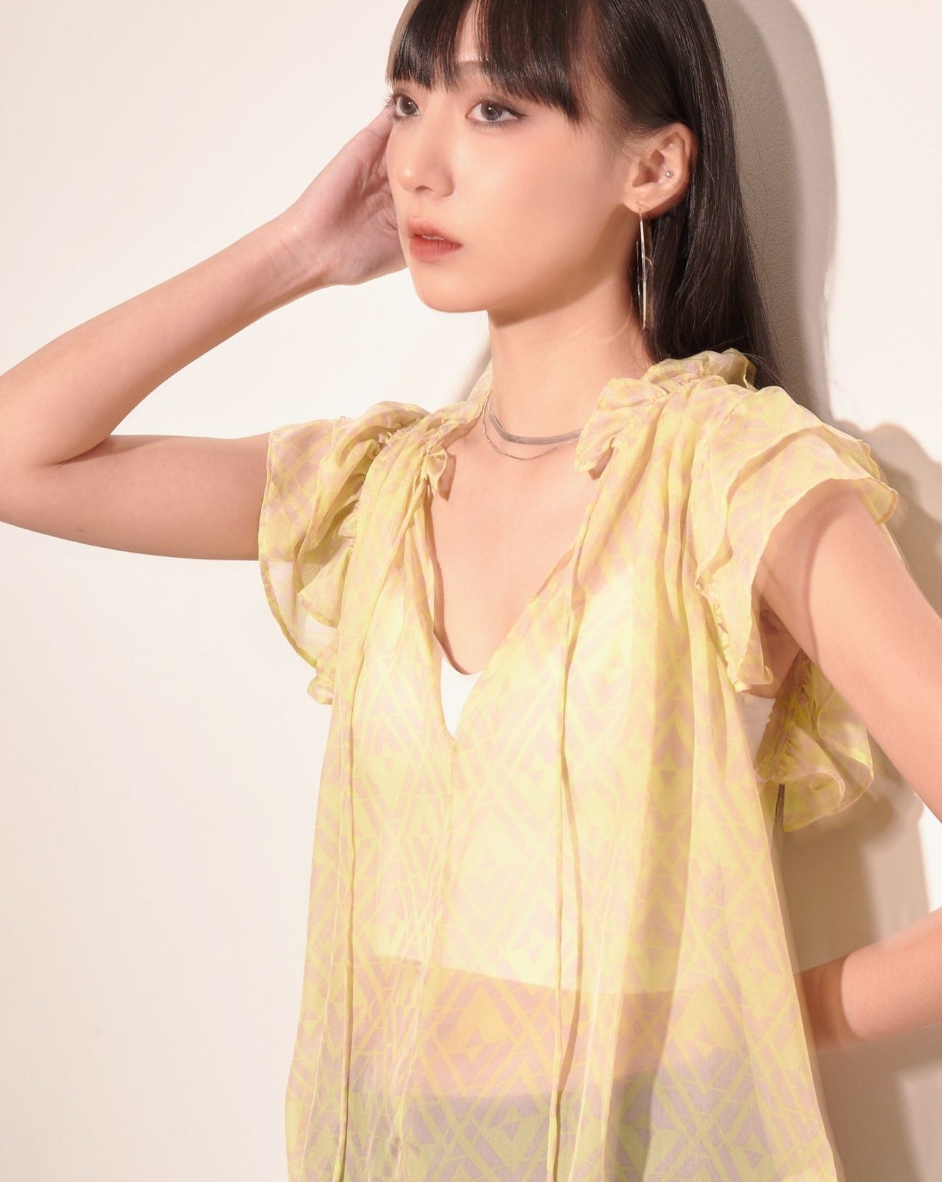 aalis KIKA silk babydoll top (Yellow Print)