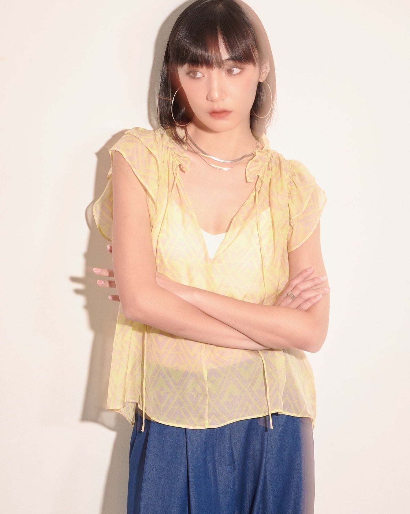 aalis KIKA silk babydoll top (Yellow Print)