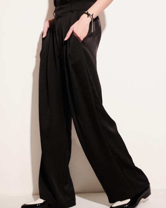 aalis WILEY mesh trim pocket wide legs pants (Black)