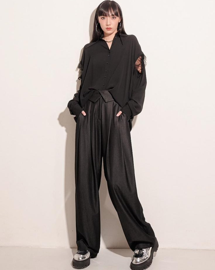 aalis FAIDA removable sleeves shirt (Black)