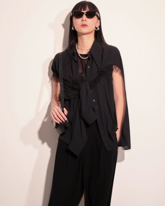 aalis FAIDA removable sleeves shirt (Black)