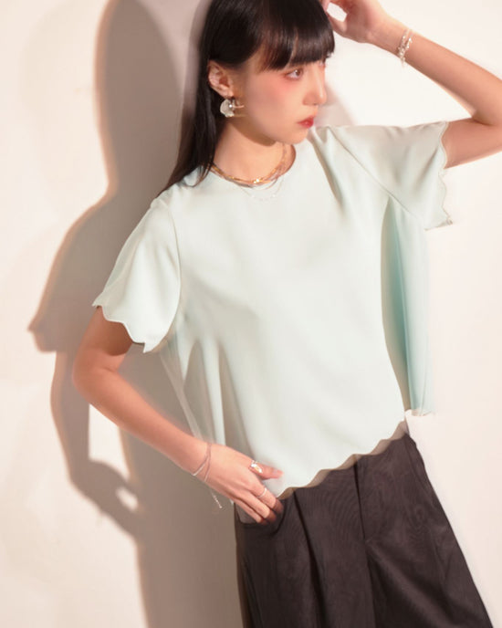 aalis ABIAH scallop hem S/S Top (Mint)