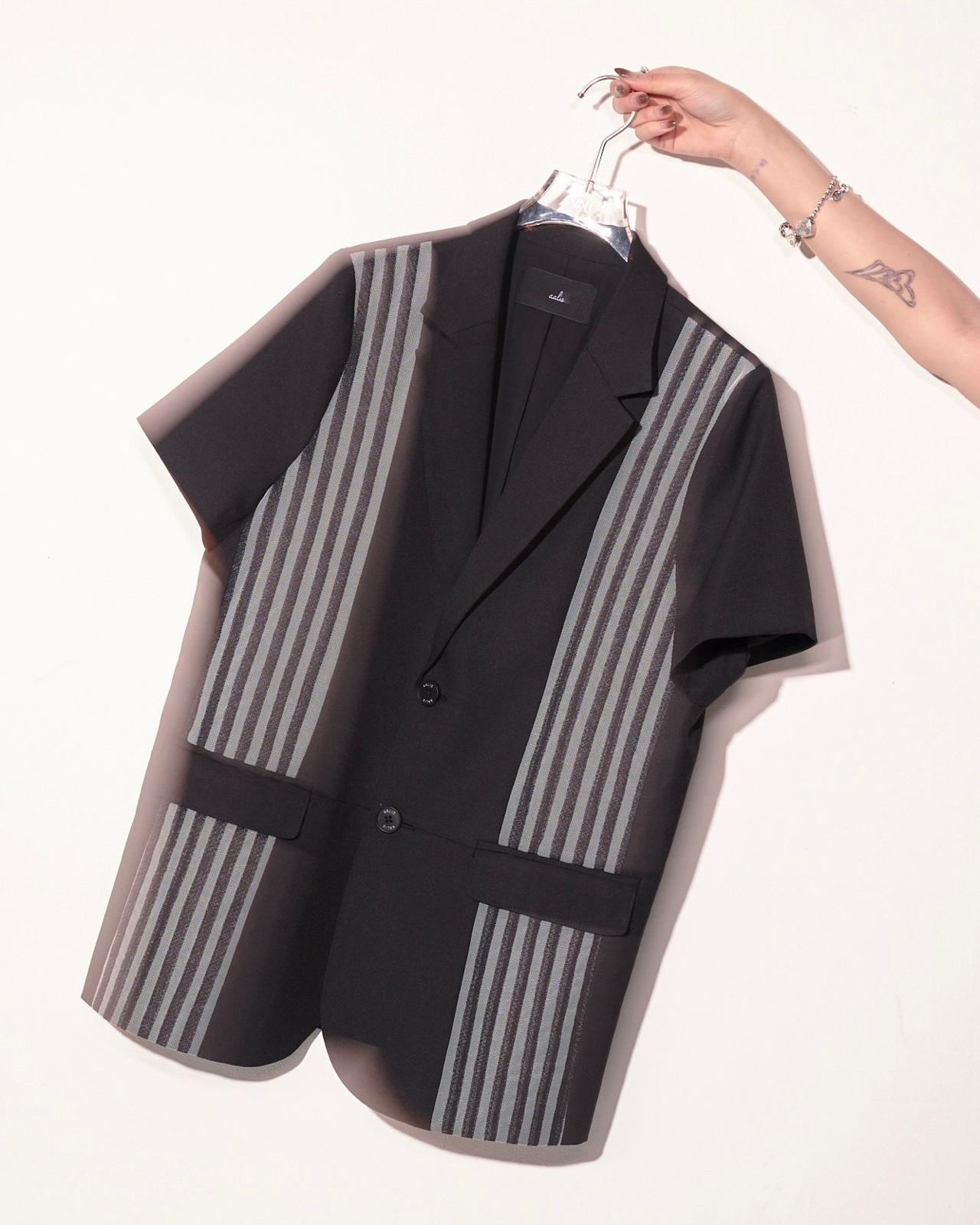 aalis CHANTE mesh stripe details S/S blazer (Black)