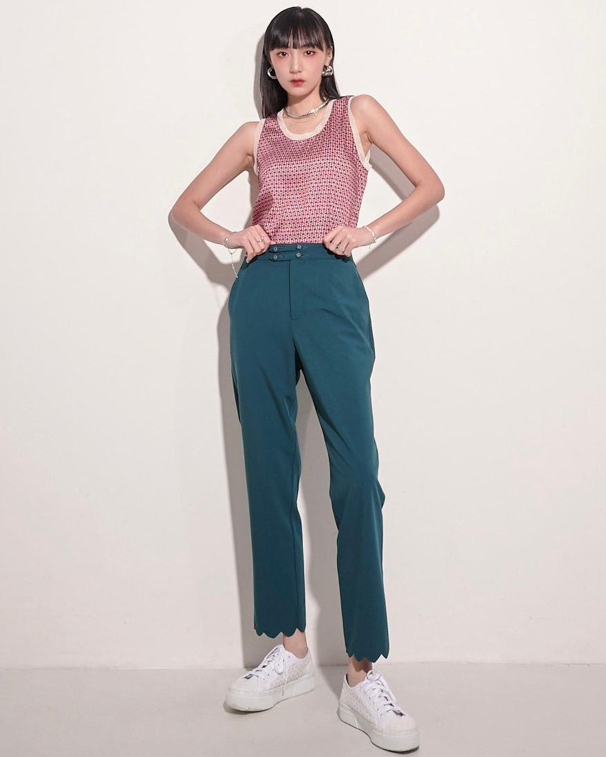 aalis KARA scallop edge pants (Dark green)