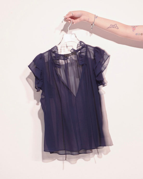 aalis KIKA chiffon babydoll top (Navy)