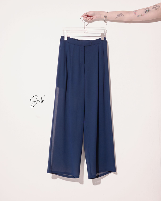 aalis SAB half linning chiffon pants (Teal)