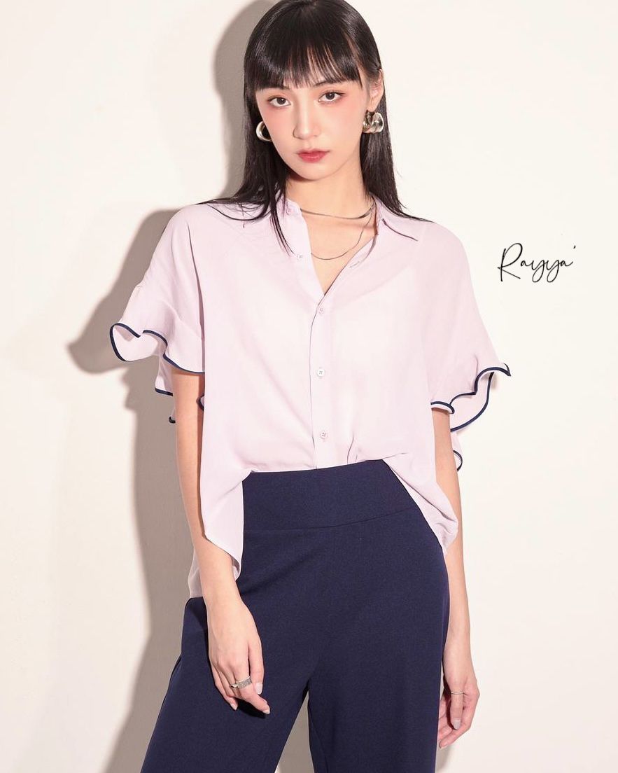 aalis RAYYA ribbon trim s/s shirt (Dusty pink)