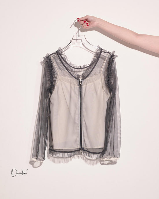 aalis ONIKA camisole mesh bomber jacket (Grey beige)