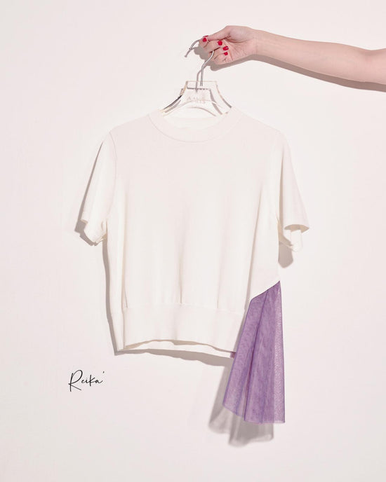 aalis REIKA cascade mesh s/s sweater (White mix)