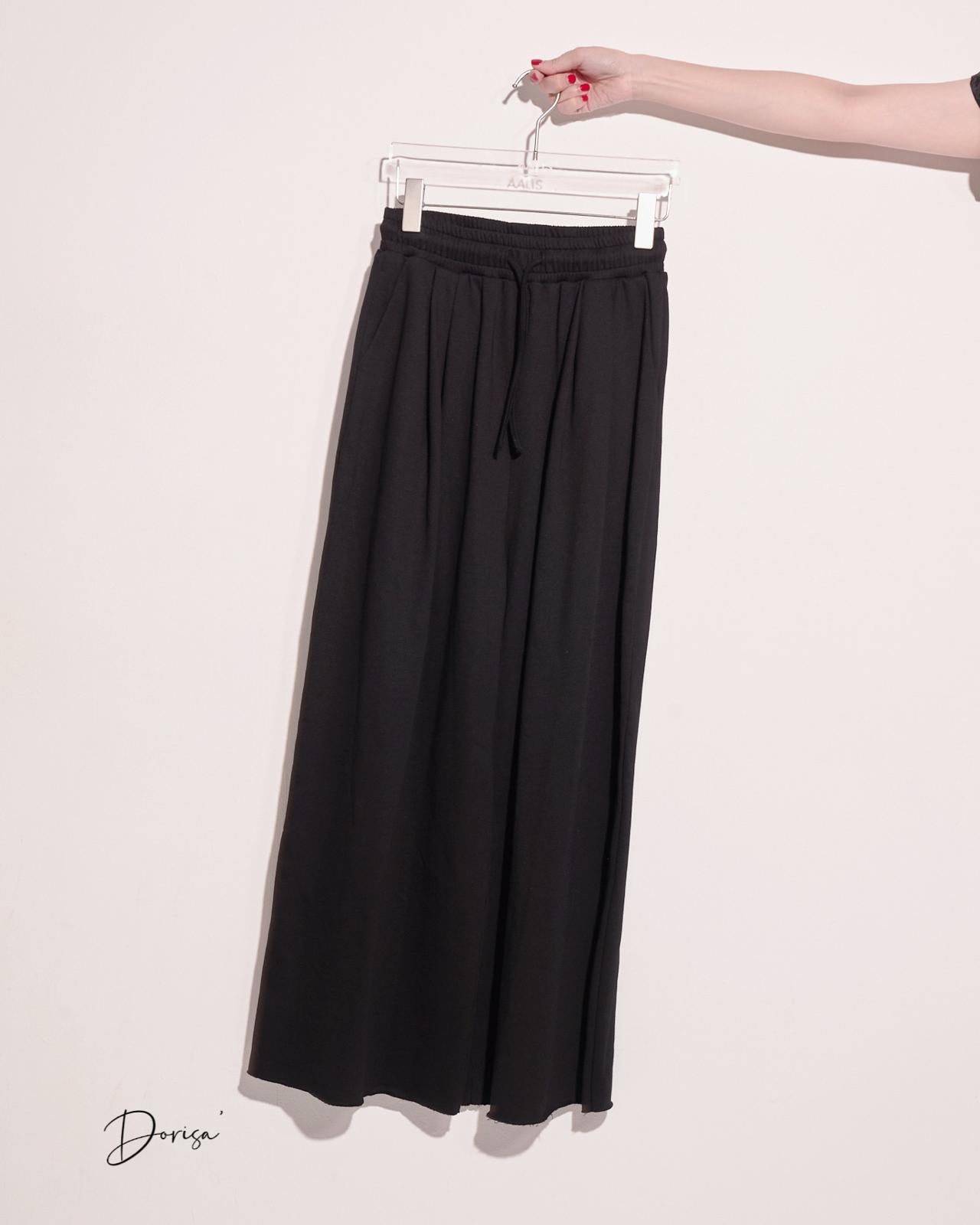 aalis DORISA elastic waist wide legs knit pants (Black)