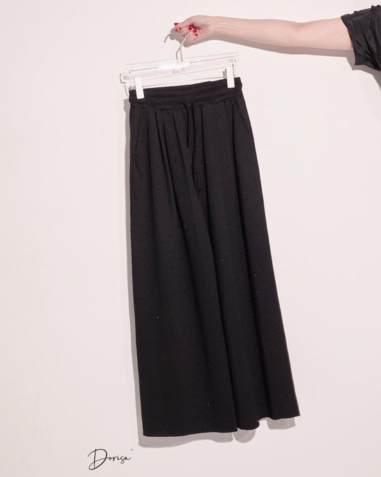 (Pre-order) aalis DORISA elastic waist wide legs knit pants (Black stone)