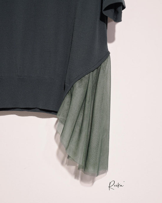 aalis REIKA cascade mesh s/s sweater (Green mix)