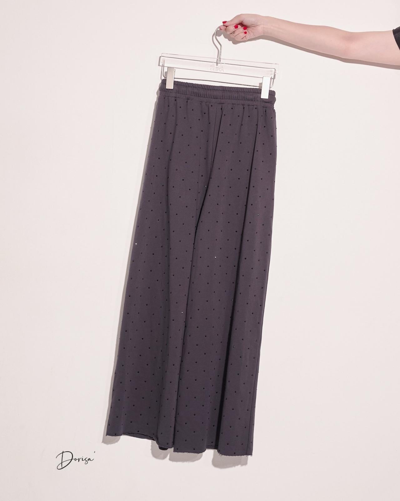 aalis DORISA elastic waist wide legs knit pants (Charcoal stone)