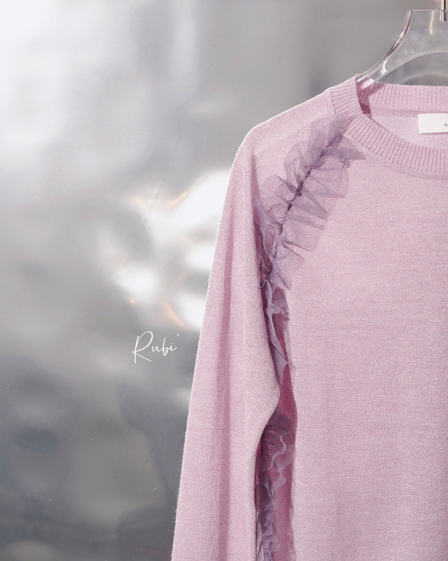 aalis RUBI raglan mesh detail L/S knit top (Purple mix)