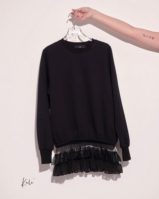 aalis KALI mesh layer hem sweater (Black)