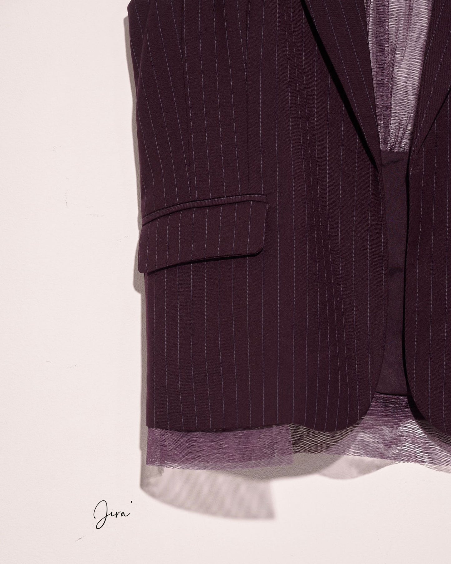 aalis JIRA pleated mesh back tux blazer (Purple stripe)