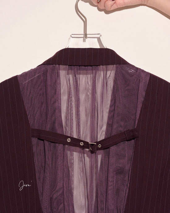 aalis JIRA pleated mesh back tux blazer (Purple stripe)