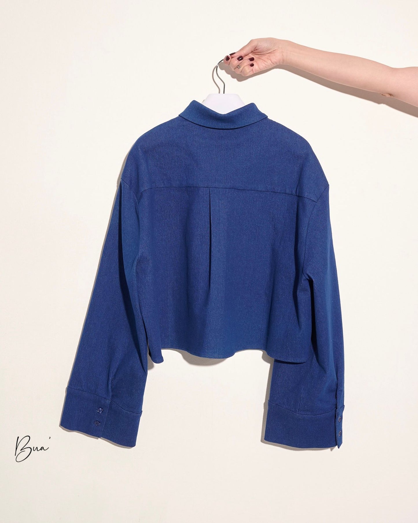 aalis BUA wide sleeves crop shirt (Denim blue)