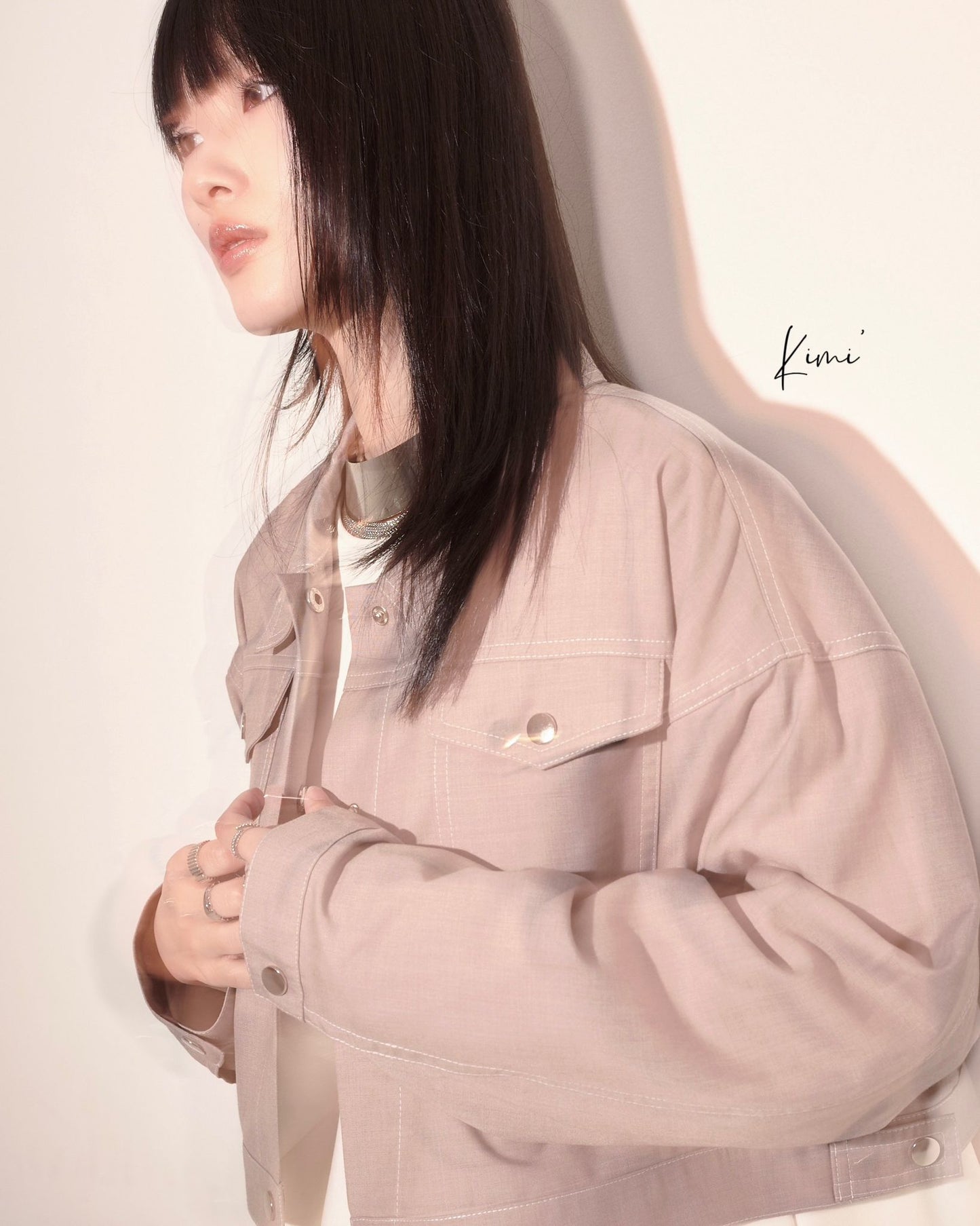 aalis KIMI white stitches drop shoulder jacket (Coco)