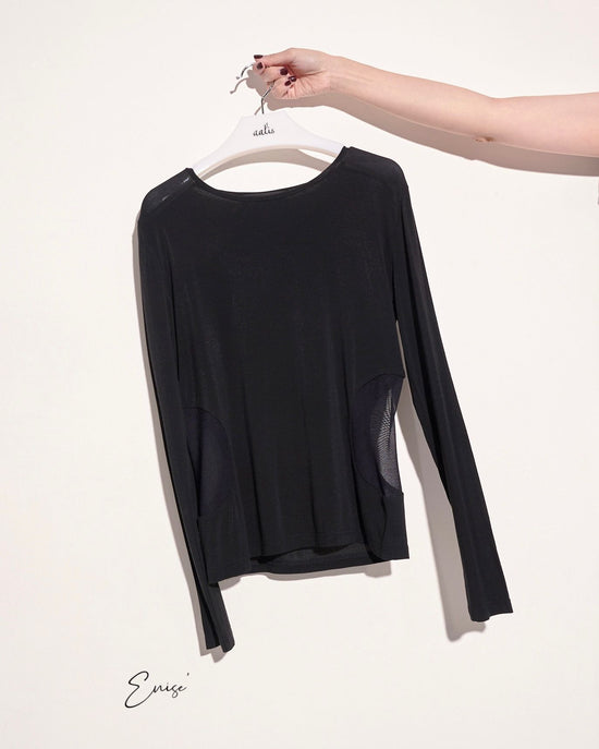 aalis ENISE mesh cutout detail L/S top (Black)