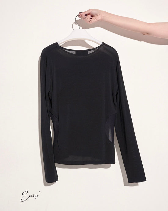 aalis ENISE mesh cutout detail L/S top (Black)