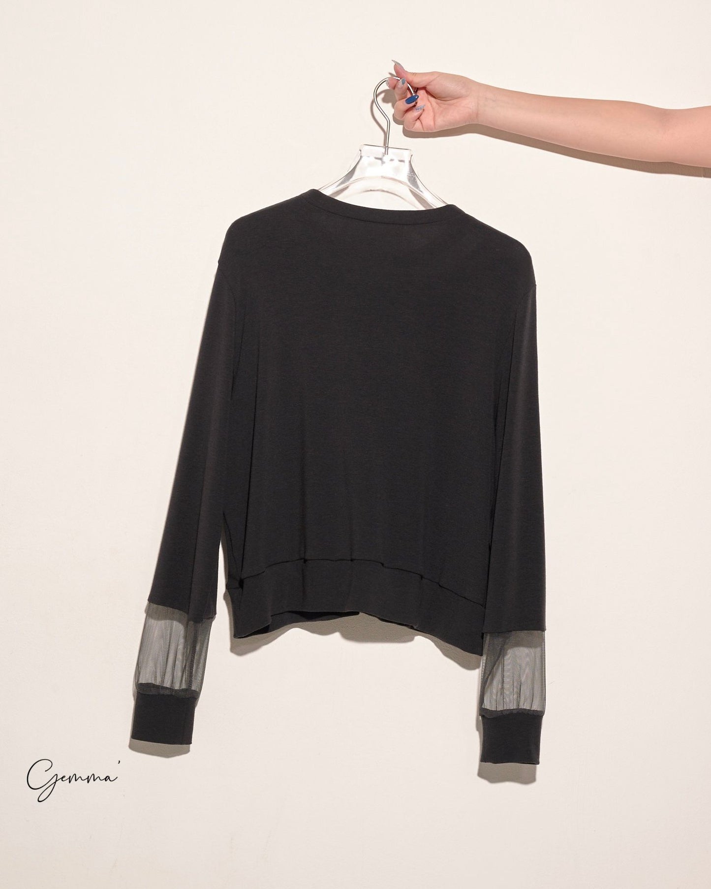 aalis GEMMA FW24 mesh cuff soft sweater (Charcoal)