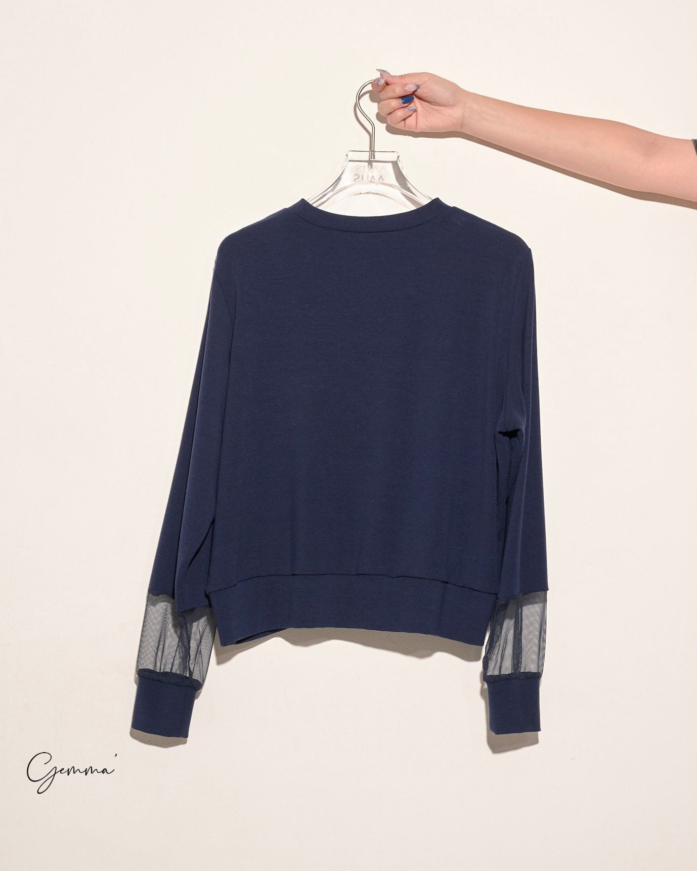 aalis GEMMA FW24 mesh cuff soft sweater (Navy)