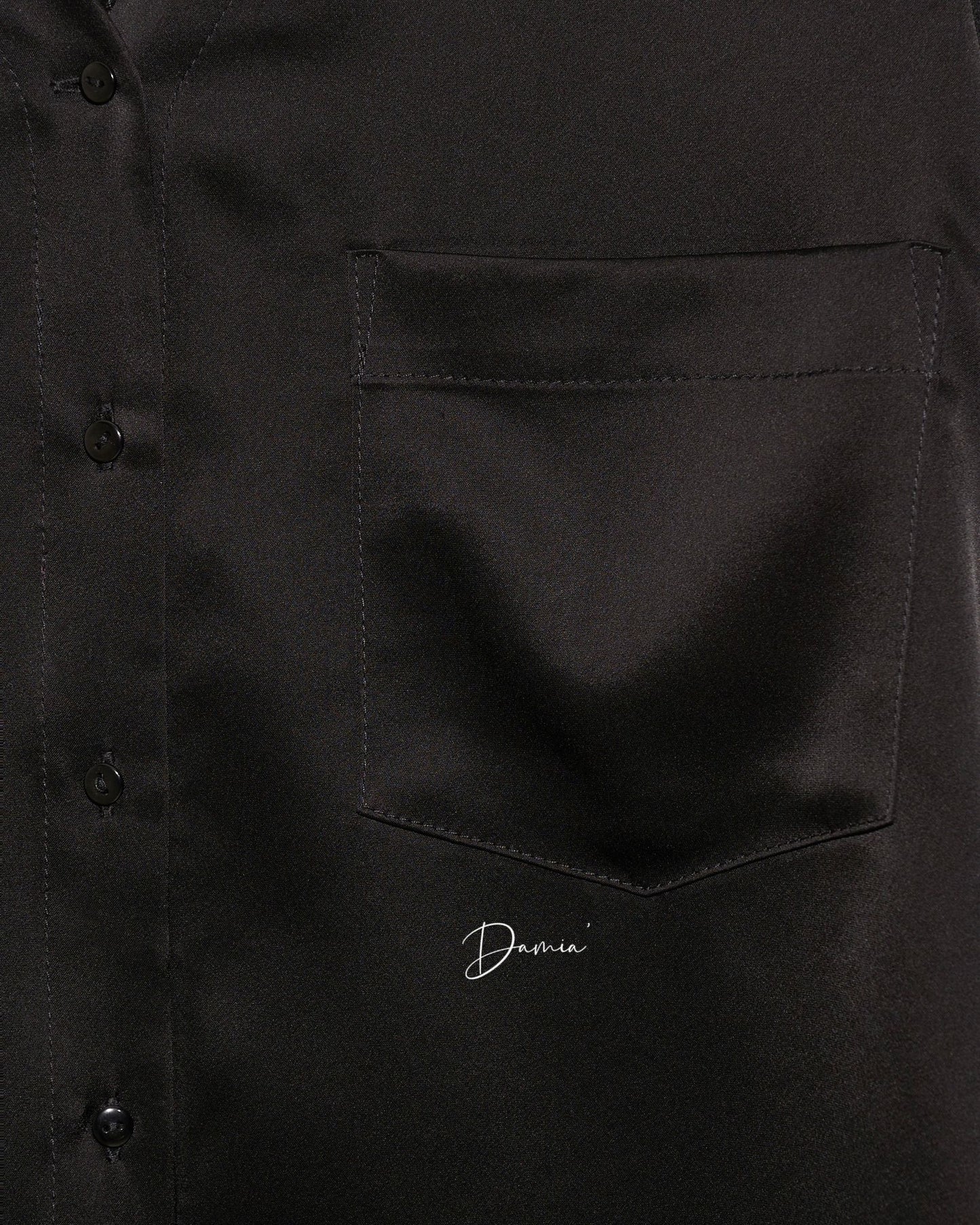 aalis DAMIA POLY single pocket V neck shirt (Black)