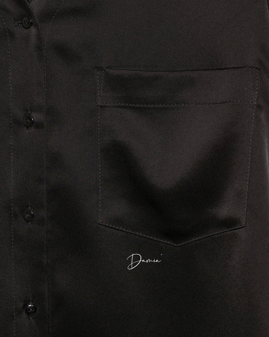 aalis DAMIA POLY single pocket V neck shirt (Black)