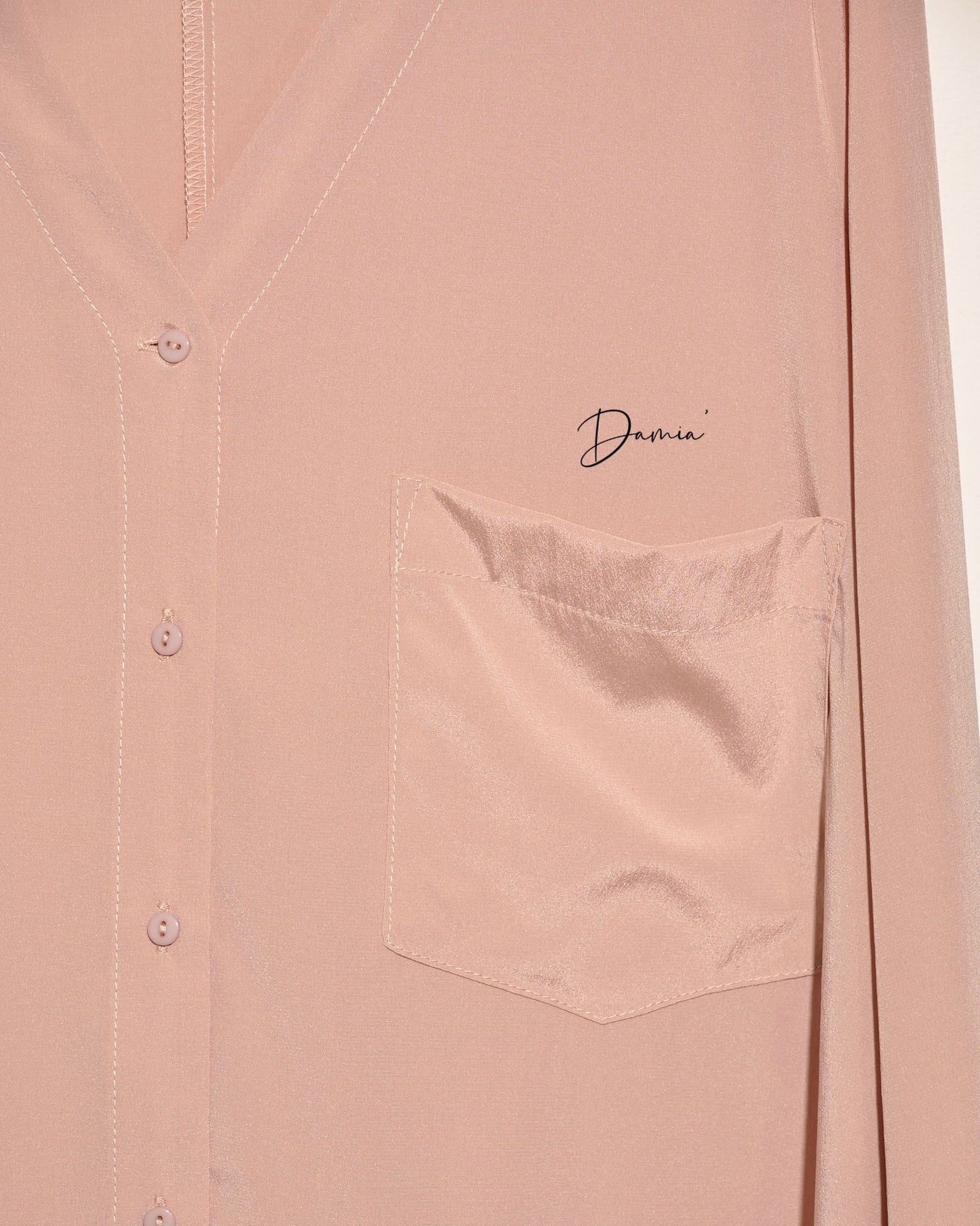 aalis DAMIA SILK single pocket V neck shirt (Dark nude)