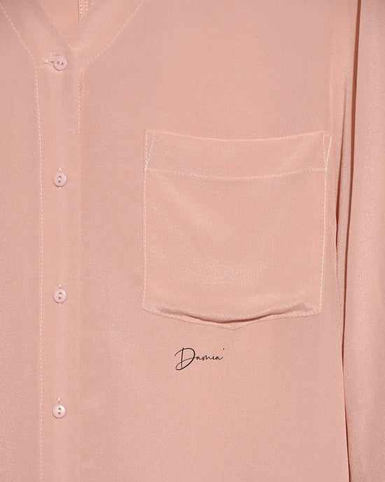 aalis DAMIA SILK single pocket V neck shirt (Pink nude)