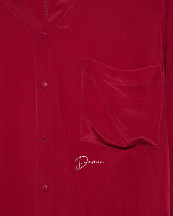 aalis DAMIA SILK single pocket V neck shirt (Red)