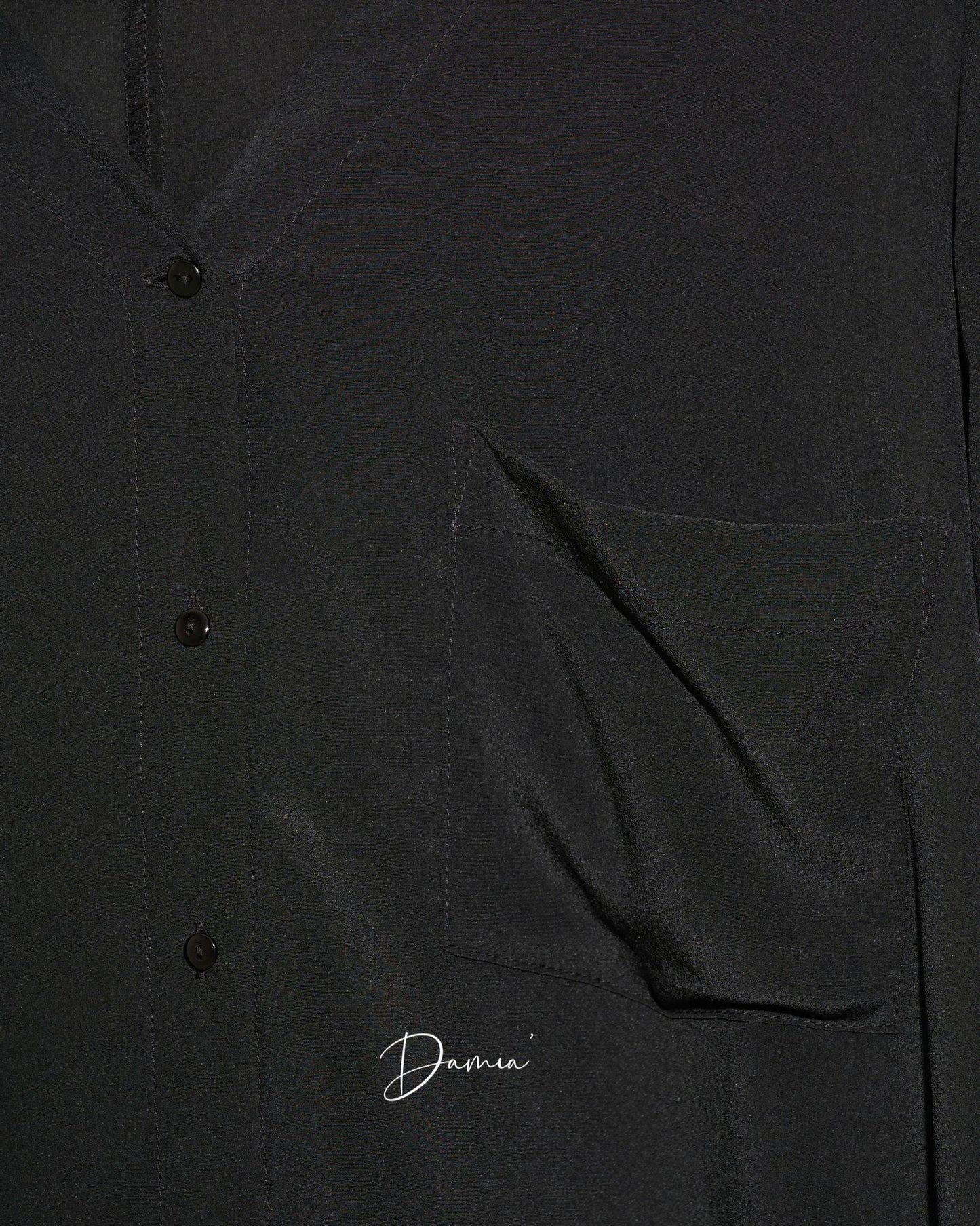 aalis DAMIA SILK single pocket V neck shirt (Black)