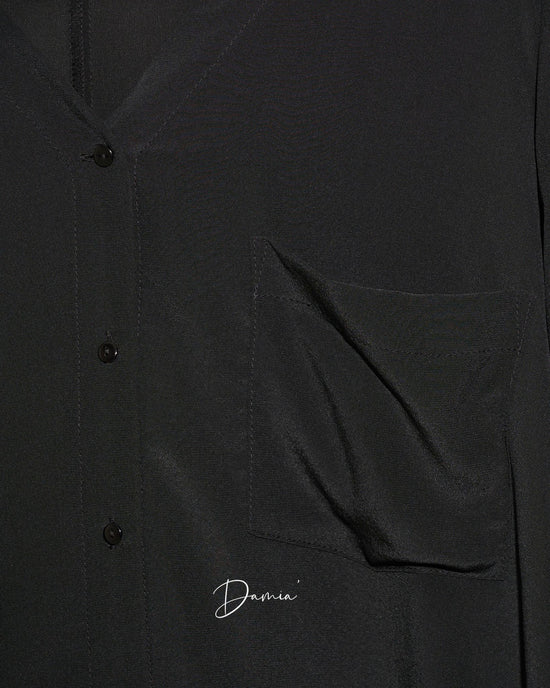 aalis DAMIA SILK single pocket V neck shirt (Black)