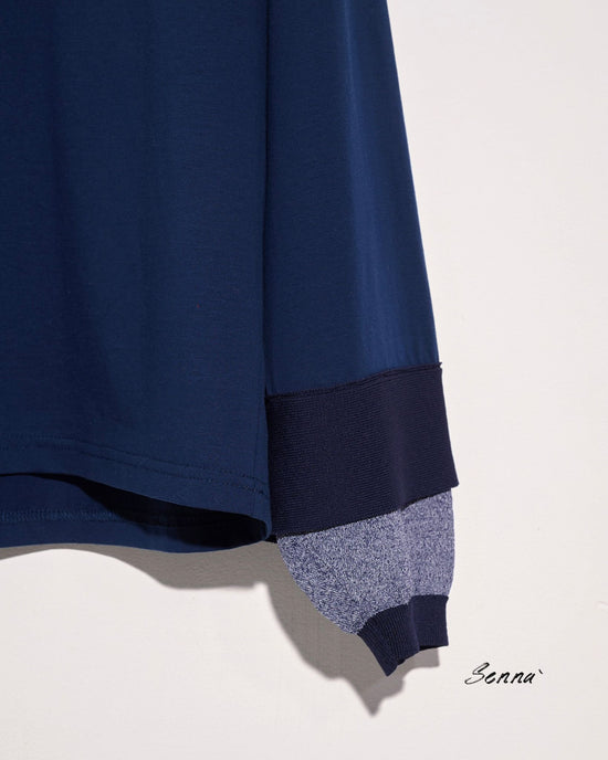 aalis SENNA knitted sweater sleeves top (Navy)