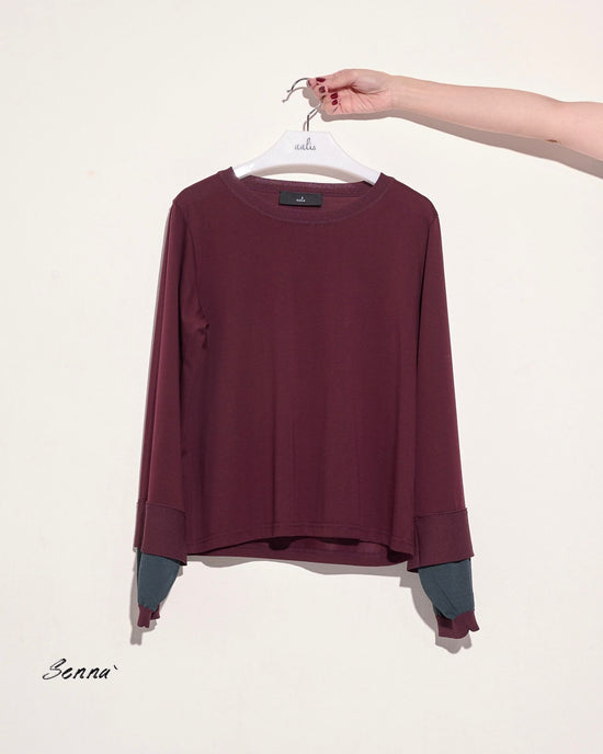 aalis SENNA knitted sweater sleeves top (Burgundy)