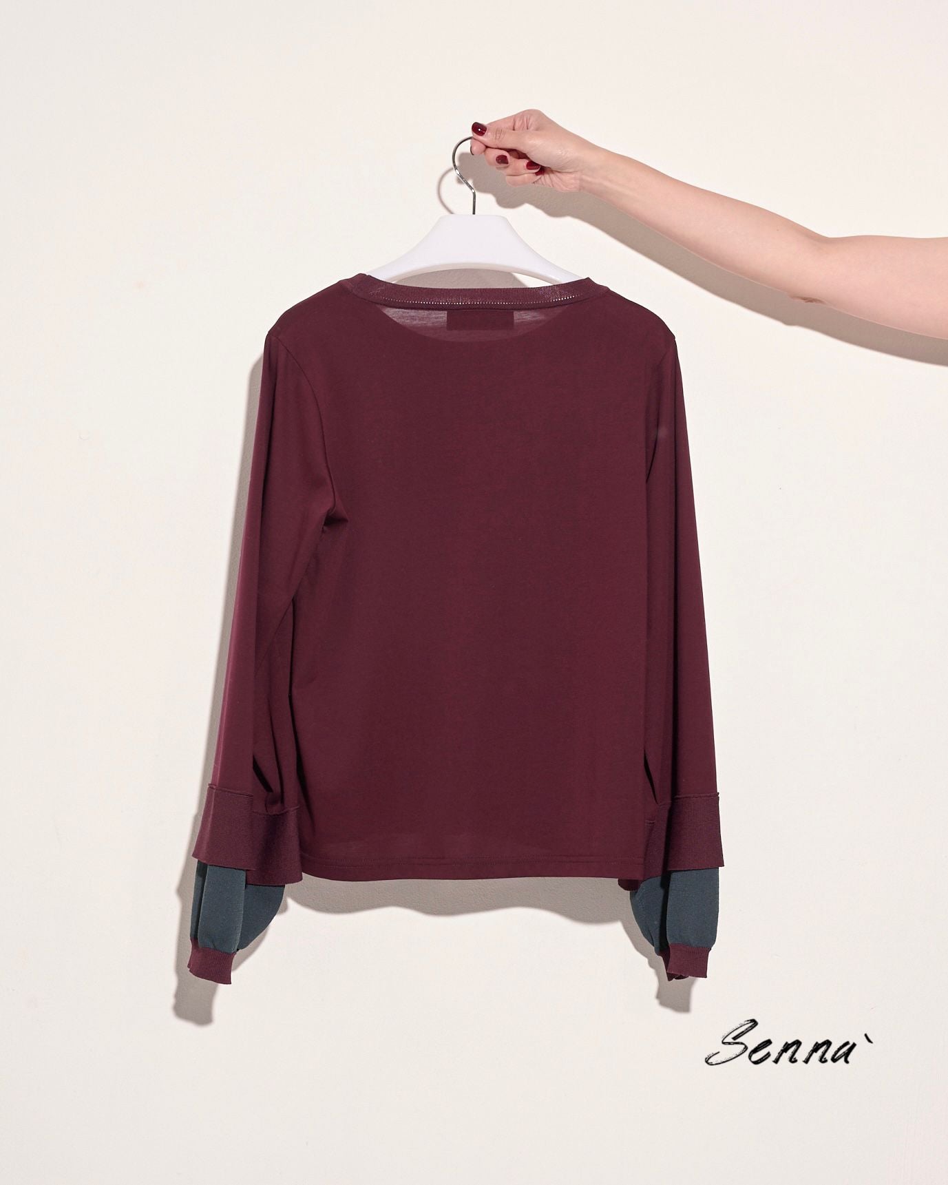 aalis SENNA knitted sweater sleeves top (Burgundy)