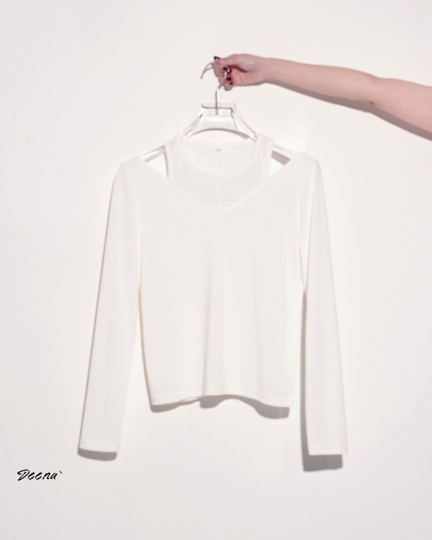 aalis DEENA cold shoulder two in one L/S top (White)