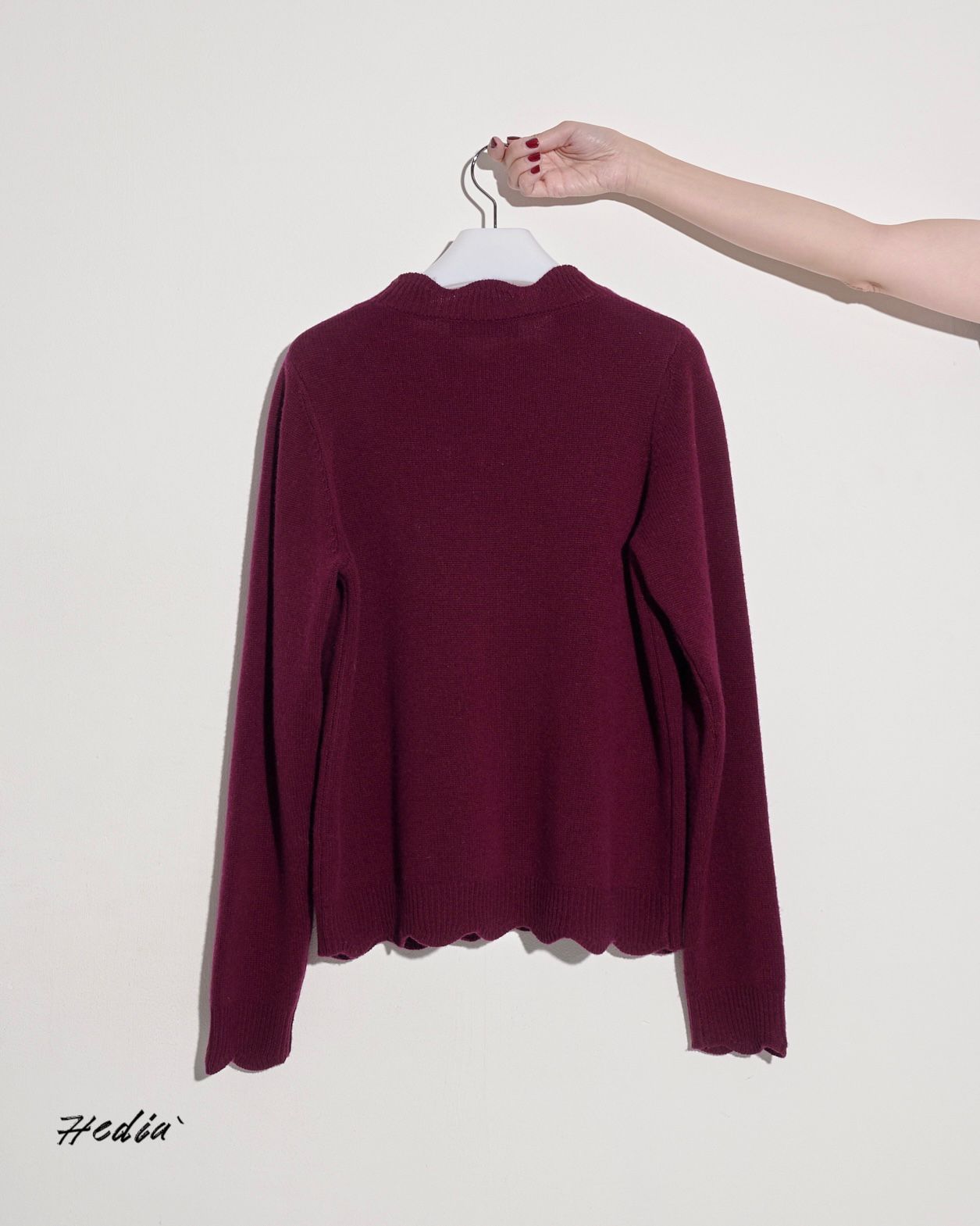 aalis HEDIA scallop edge cashmere sweater (Burgundy)