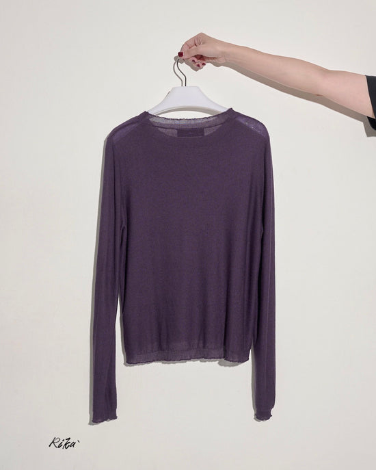 aalis RIKA raw edge knitted sweater (Dark purple)