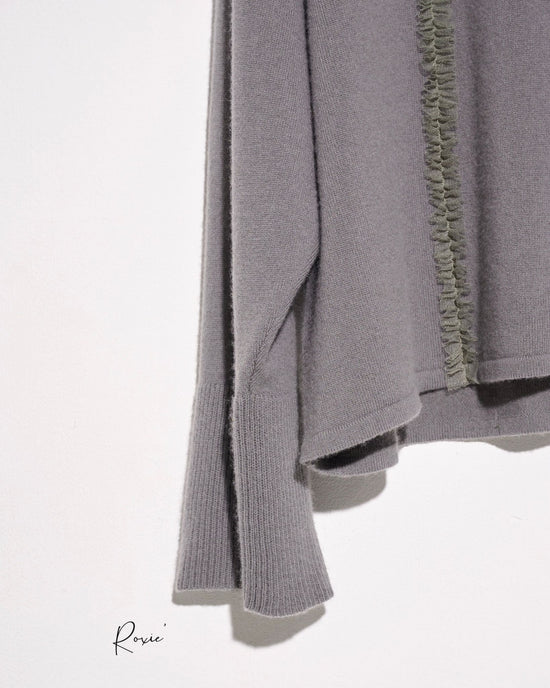 aalis ROXIE mini ruffle trim loose cashmere sweater (Grey green mix)