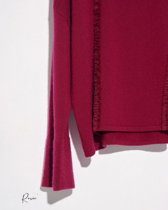 aalis ROXIE mini ruffle trim loose cashmere sweater (Burgundy)