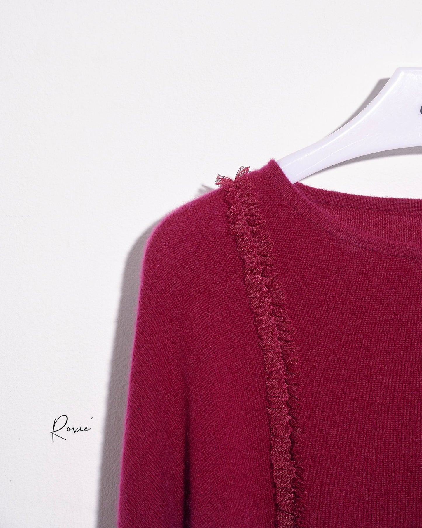 aalis ROXIE mini ruffle trim loose cashmere sweater (Burgundy)