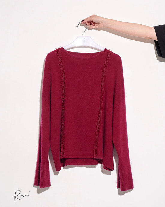 aalis ROXIE mini ruffle trim loose cashmere sweater (Burgundy)