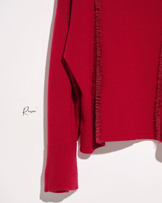 aalis ROXIE mini ruffle trim loose cashmere sweater (Red)