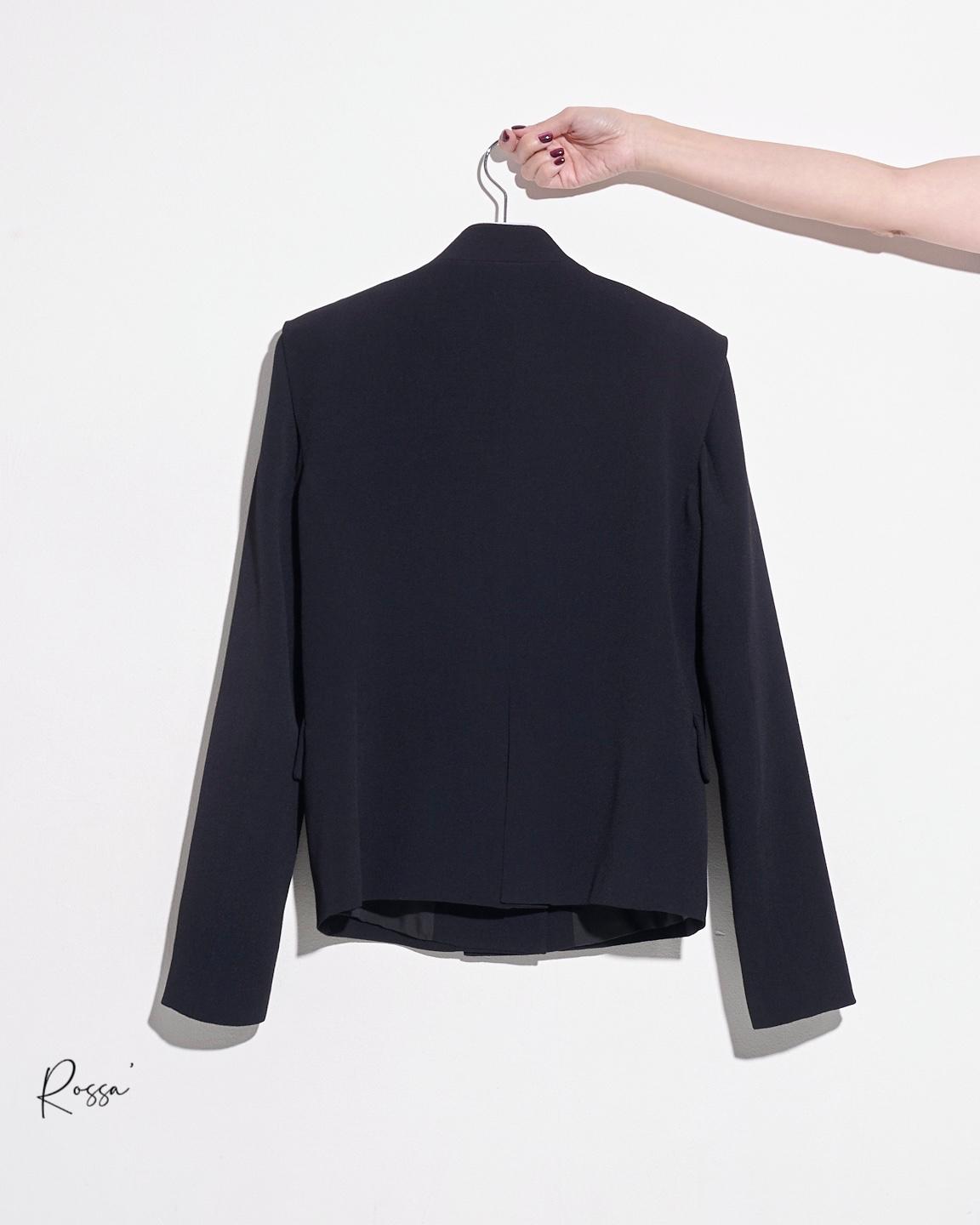 aalis ROSSA 4 buttons crepe fitted navy blazer (Black)