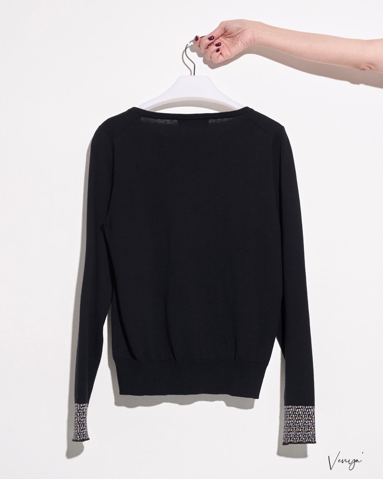 aalis VENYA color blocking cuff sleeves sweater (Black mix)