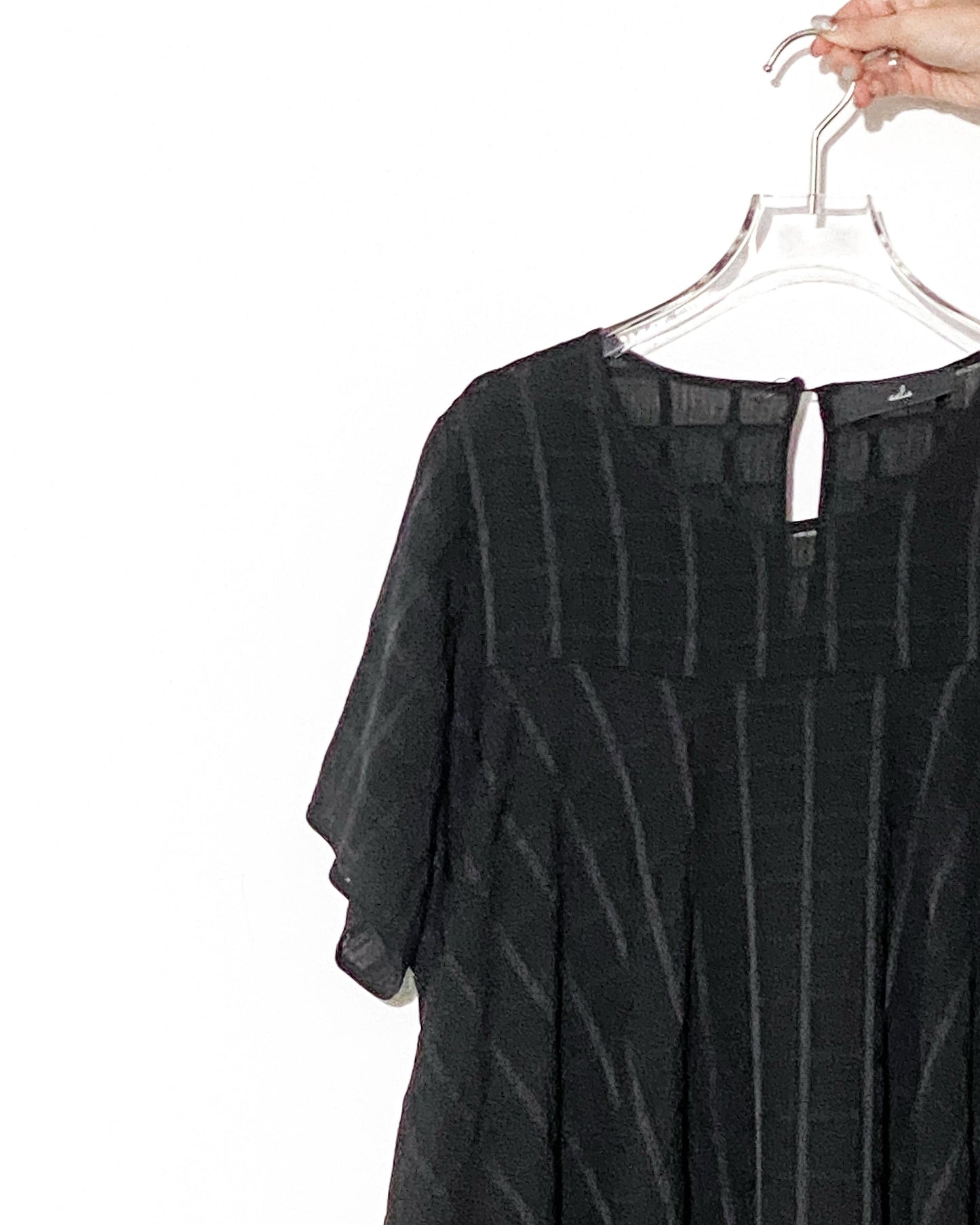 aalis BIJOO Side lace mesh ruffle detail scoop neck dress (Black)