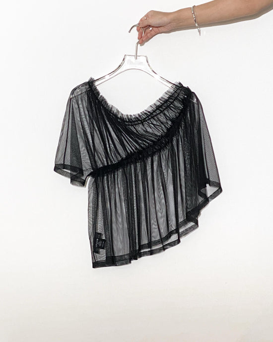 aalis TRICE one shoulder rushing mesh top (Black)