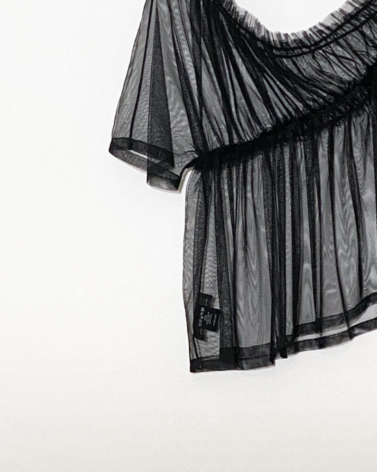 aalis TRICE one shoulder rushing mesh top (Black)